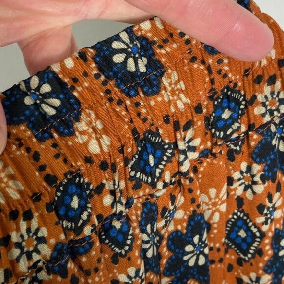 NEW Smythe Printed Wide Leg Cropped Pants Batik Floral Size XS Rust Floral Boho - Picture 8 of 12